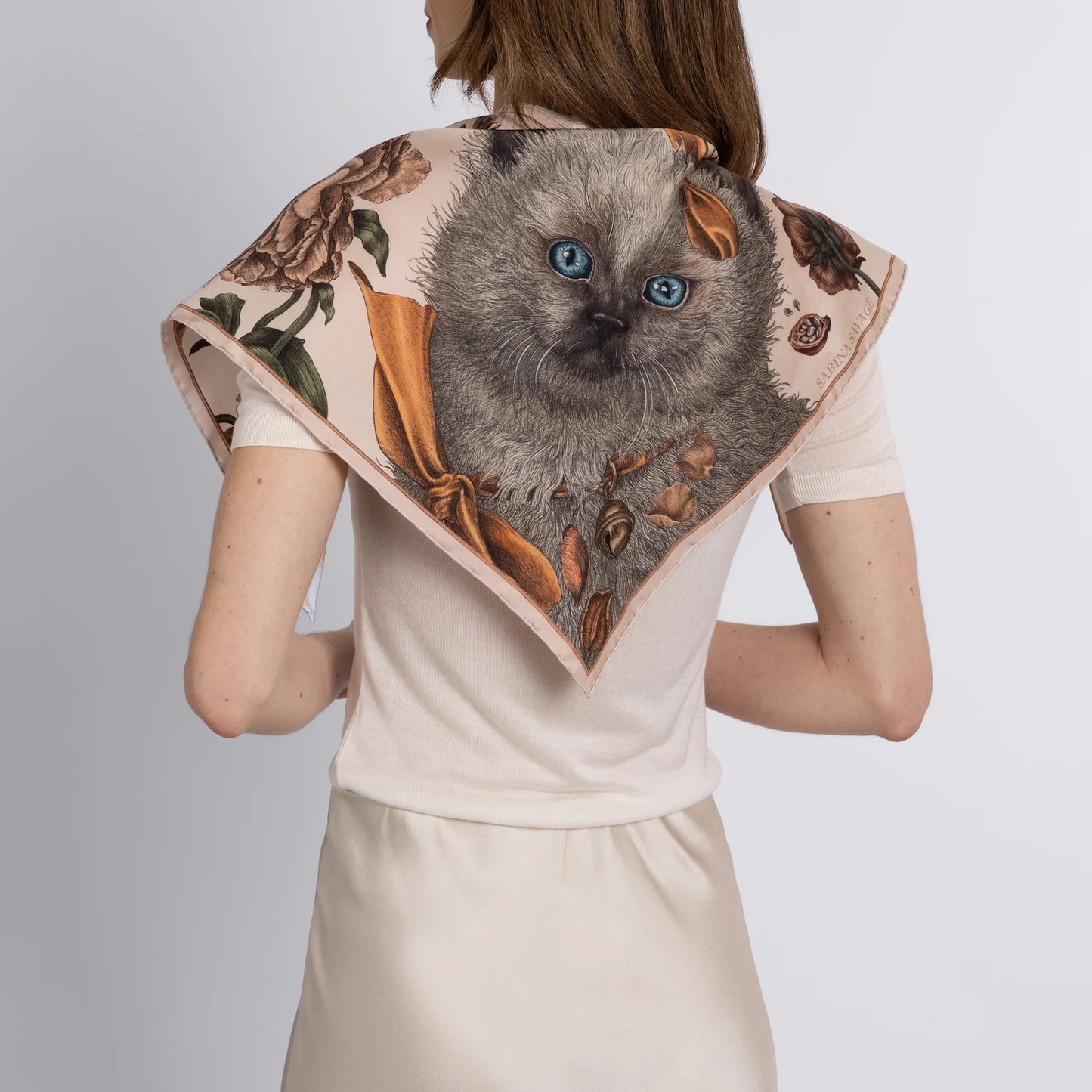SABINA SAVAGE Ring A Ring O'Roses Triangular Silk Scarf