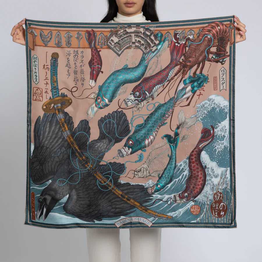 SABINA SAVAGE Koinobori Karas Silk Scarf