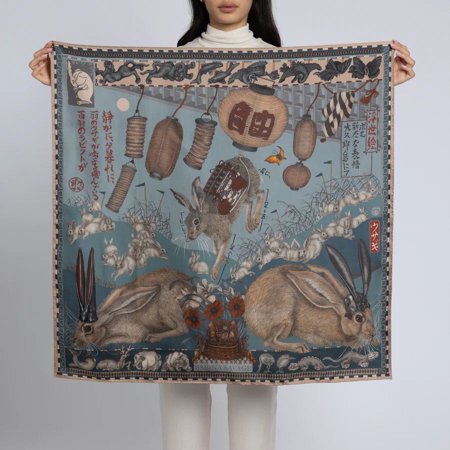 SABINA SAVAGE The Floating Rabbits Silk Scarf