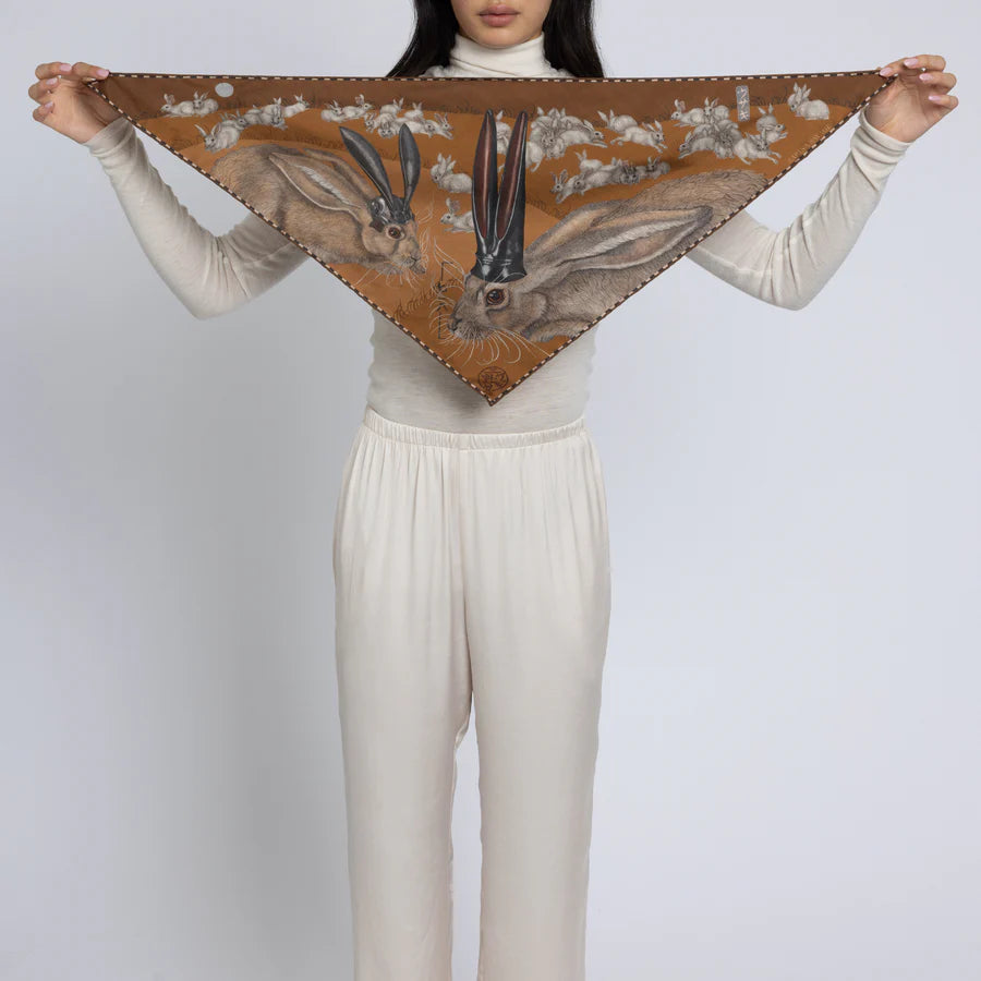 SABINA SAVAGE The Floating Rabbits Silk Scarf Triangular