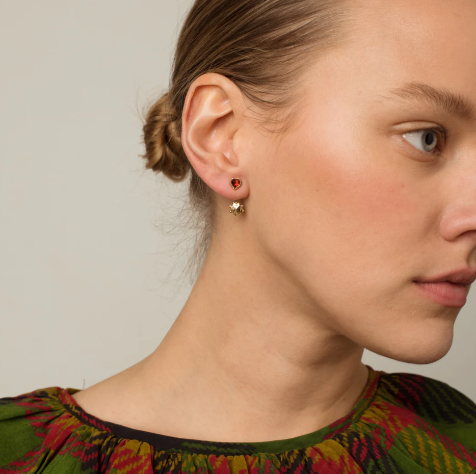 GRAINNE MORTON Green & Gold Detachable Drop Earrings