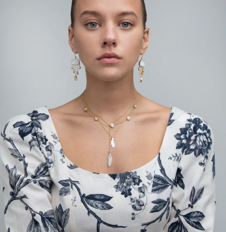 GRAINNE MORTON Feather Lariat Necklace