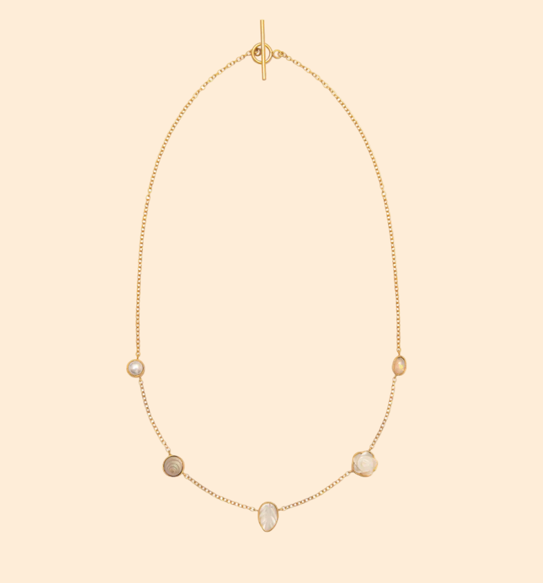 GRAINNE MORTON White Feather Five Mini Charm Necklace