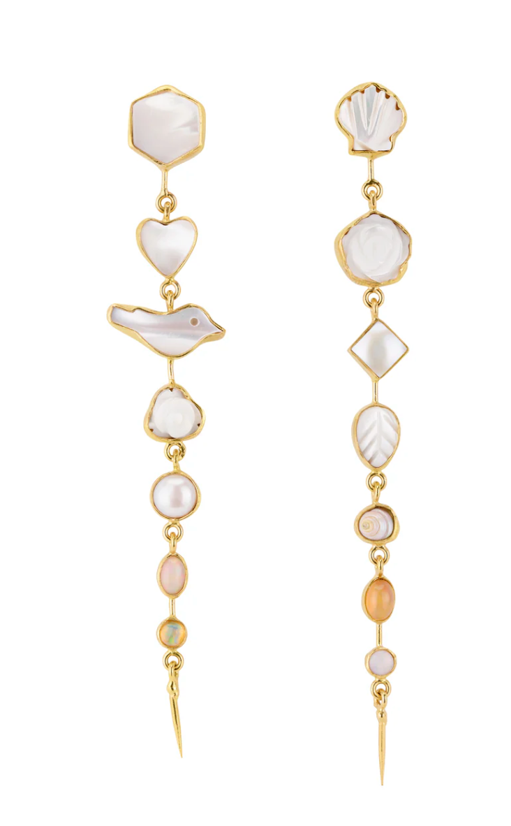 GRAINNE MORTON Pearl and Shell Drop Earrings