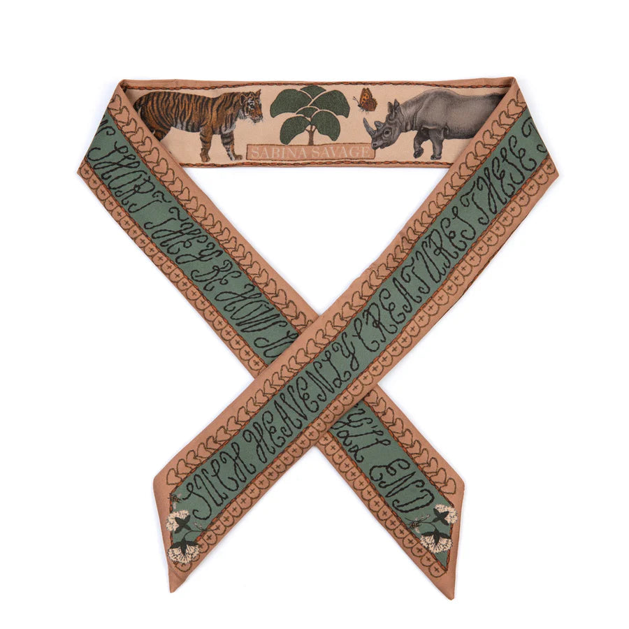 SABINA SAVAGE The Jaguar's Paradise Silk Ribbon Scarf