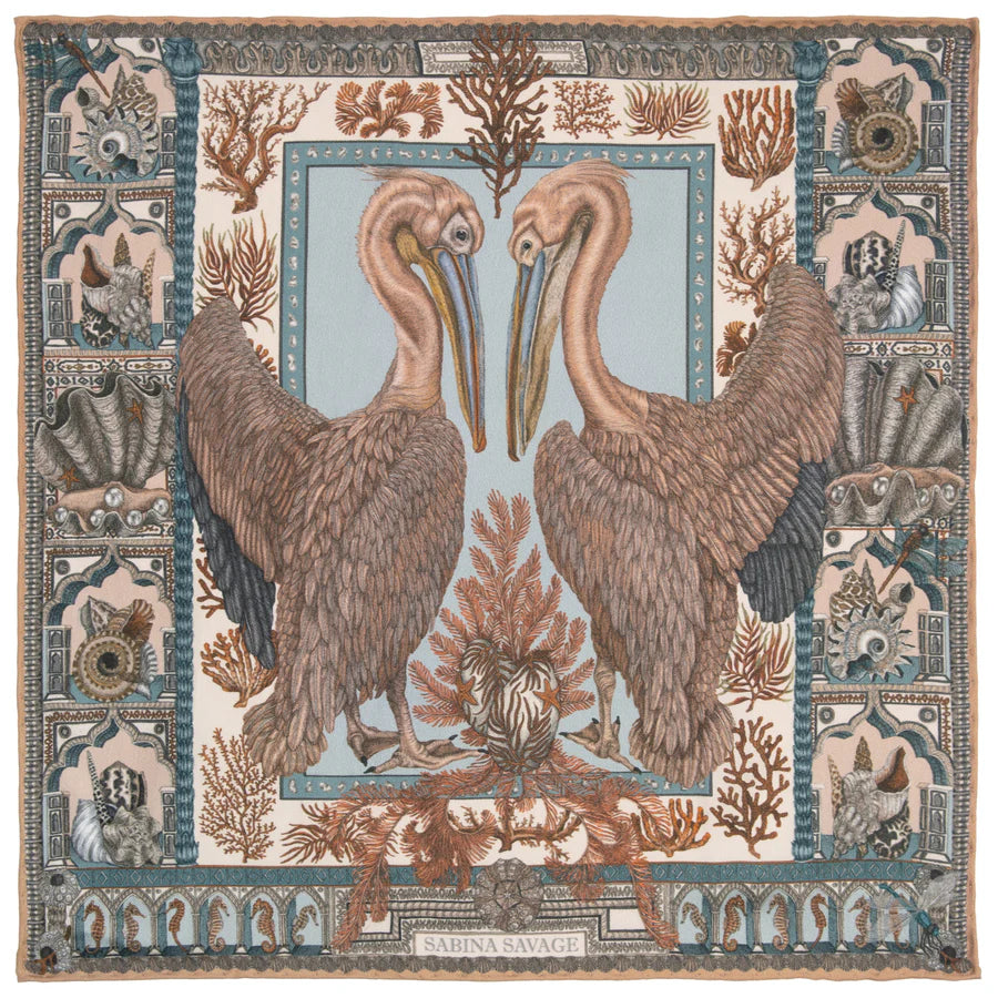 SABINA SAVAGE The Pelicans and The Sea Silk Scarf
