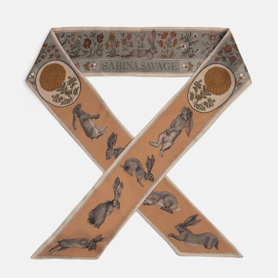 SABINA SAVAGE The Rabbits and The Elephant Silk Ribbon Scarf