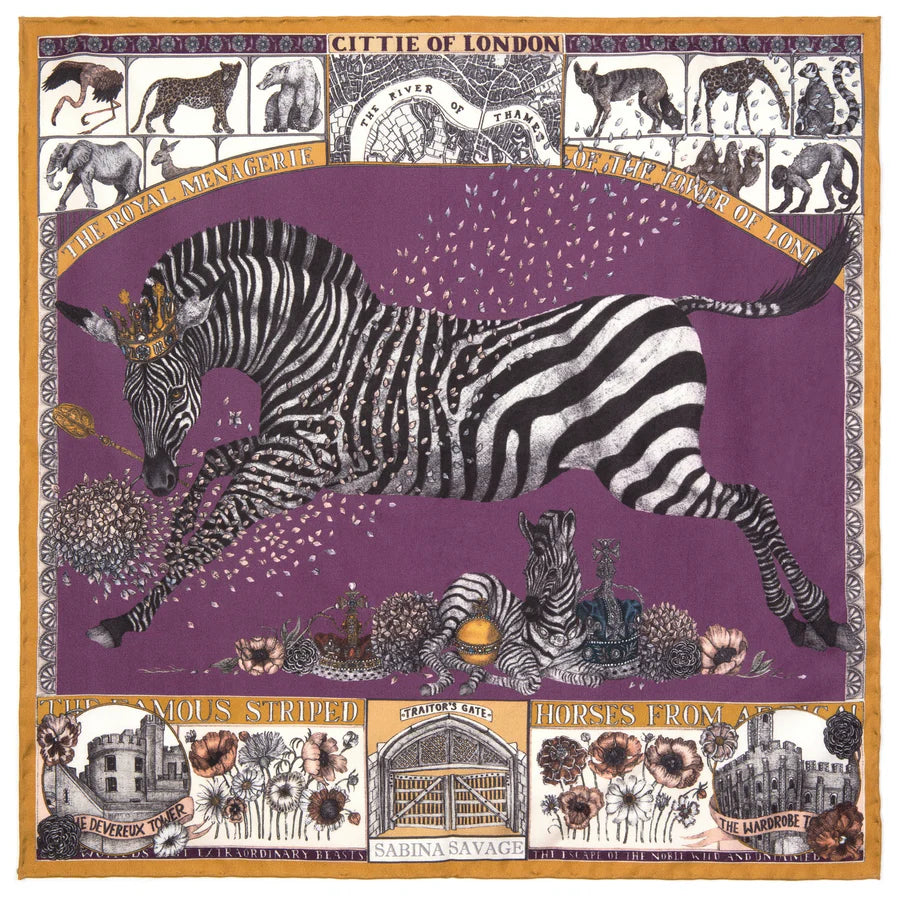 SABINA SAVAGE The Royal Striped Small Silk Scarf