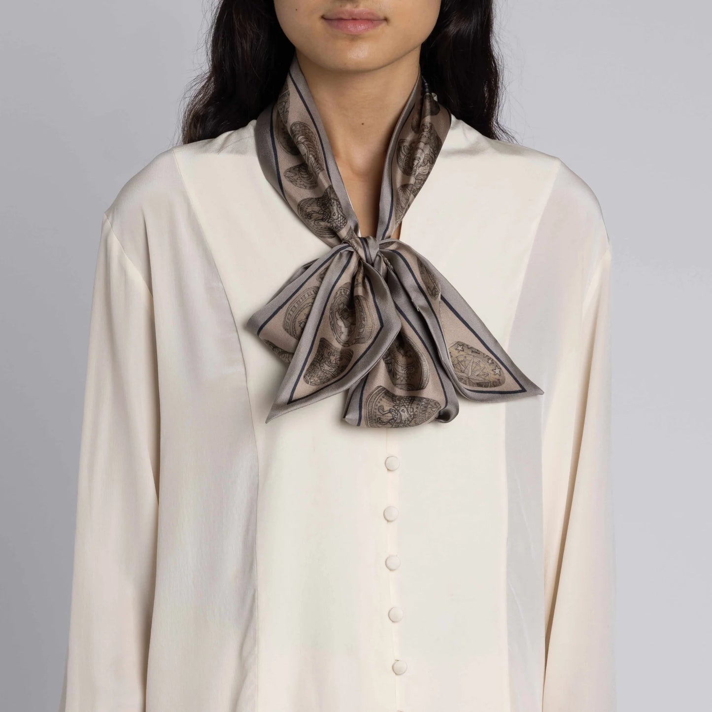 SABINA SAVAGE The Skrimshaw Skeleton Large Silk Ribbon Scarf