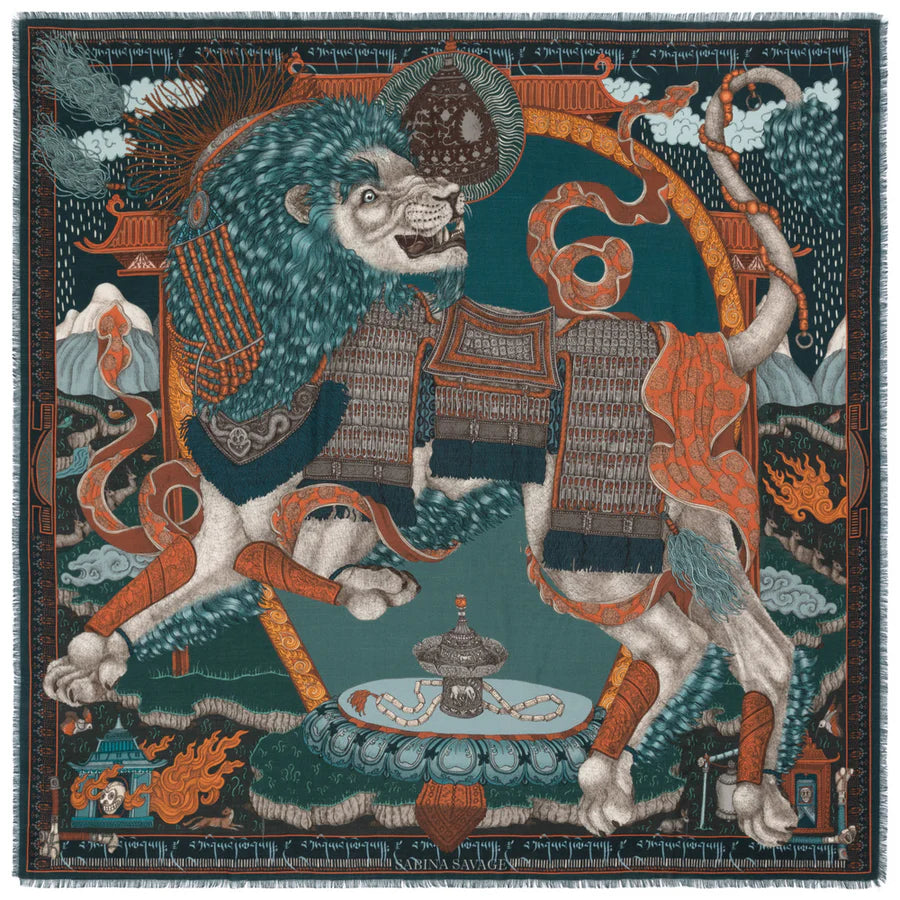 SABINA SAVAGE The Snow Lion Wool Scarf