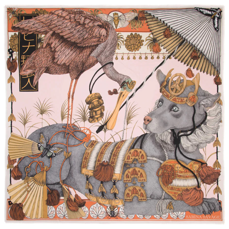 SABINA SAVAGE Spoonbill and Jindo Silk Scarf
