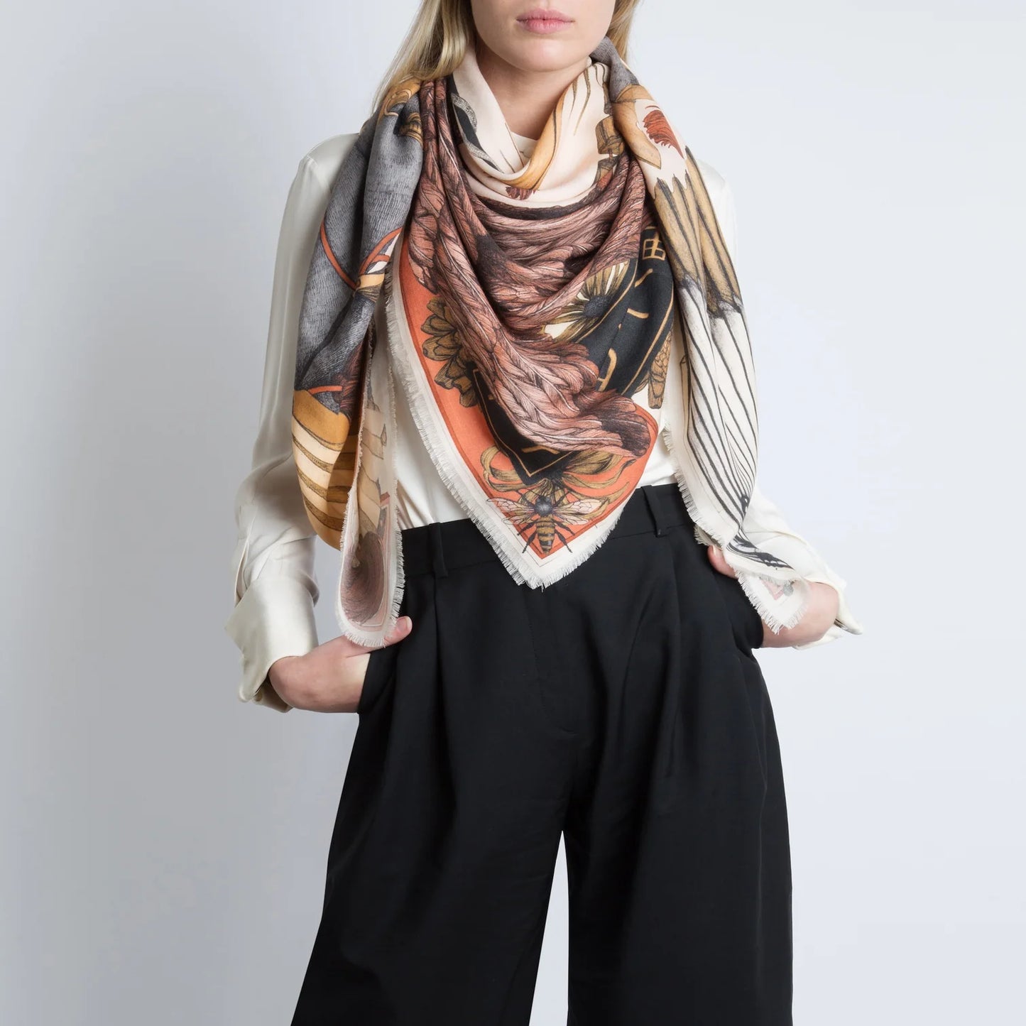 SABINA SAVAGE Spoonbill and Jindo Silk Scarf