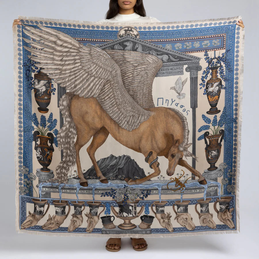 SABINA SAVAGE Temple of Pegasus Silk Scarf