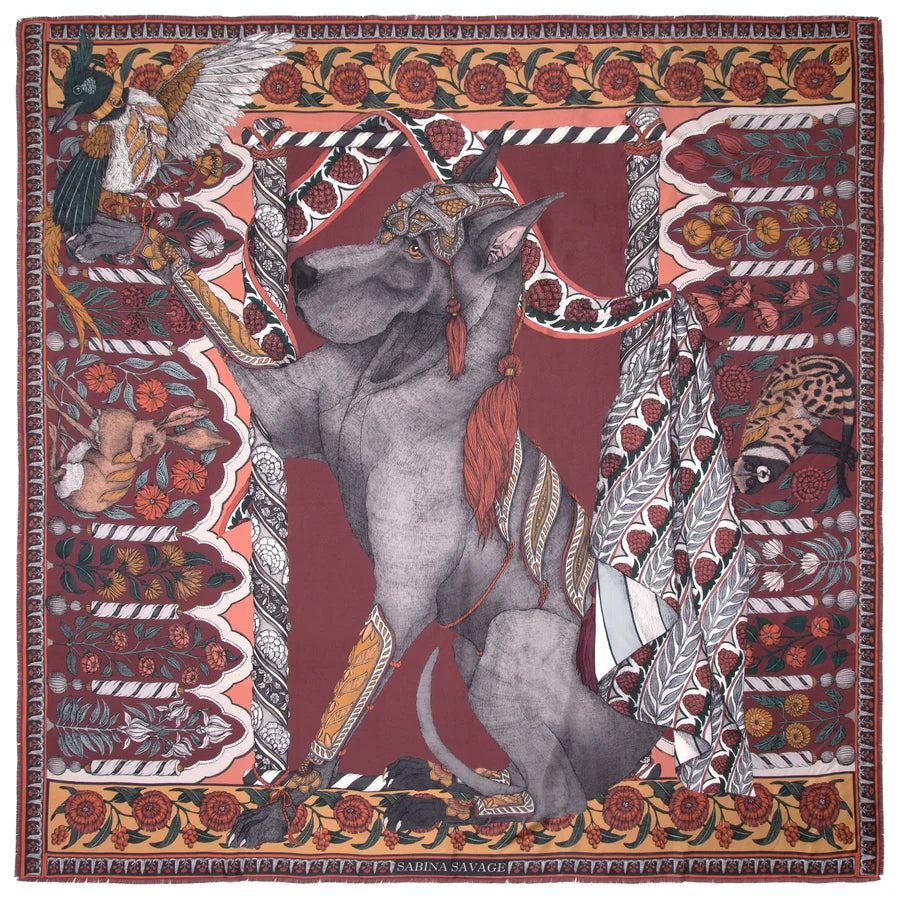 SABINA SAVAGE Tipu's Hound Large Silk Scarf