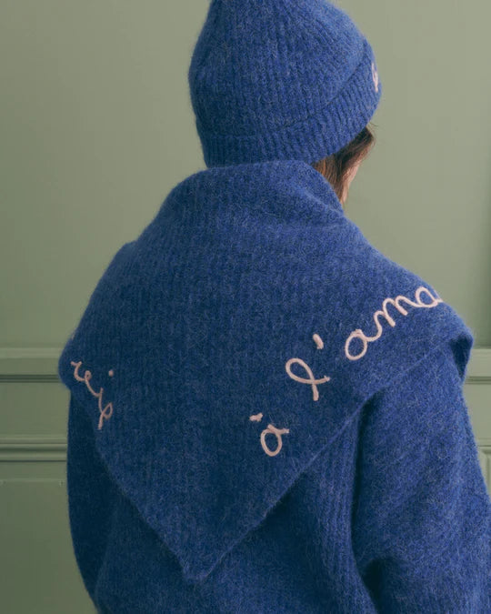 MAISON LABICHE Esperou A La Vie A L'amour Wool Alpaca Triangle Scarf