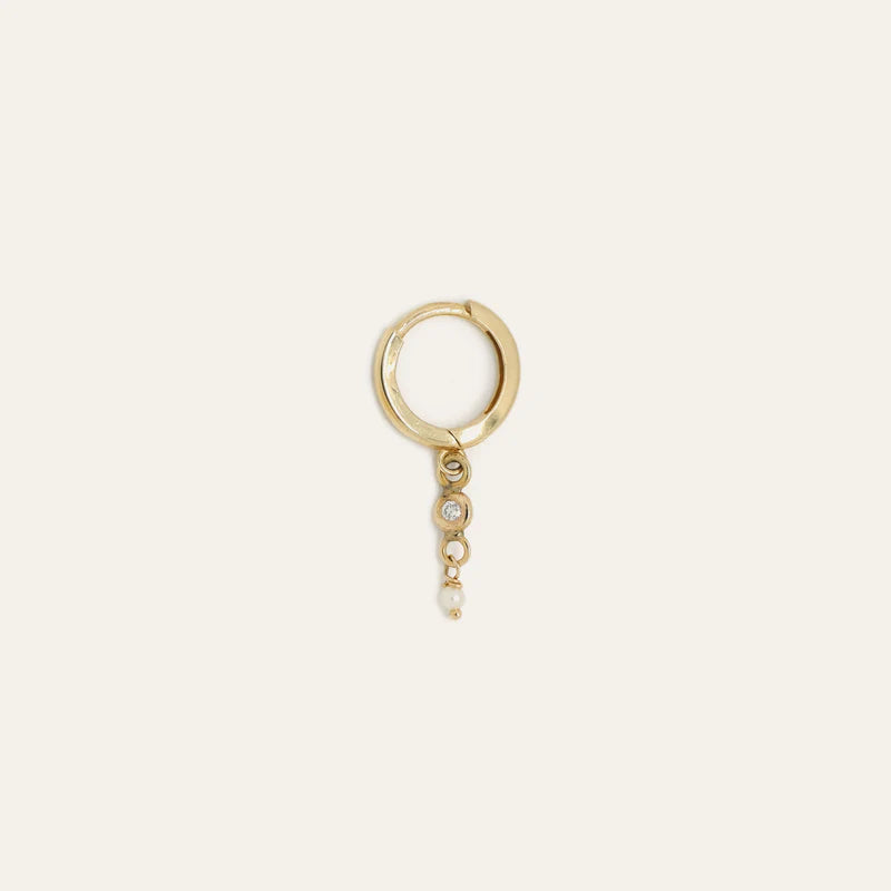 GJENMI Pearl Diamond Drop Earring Single