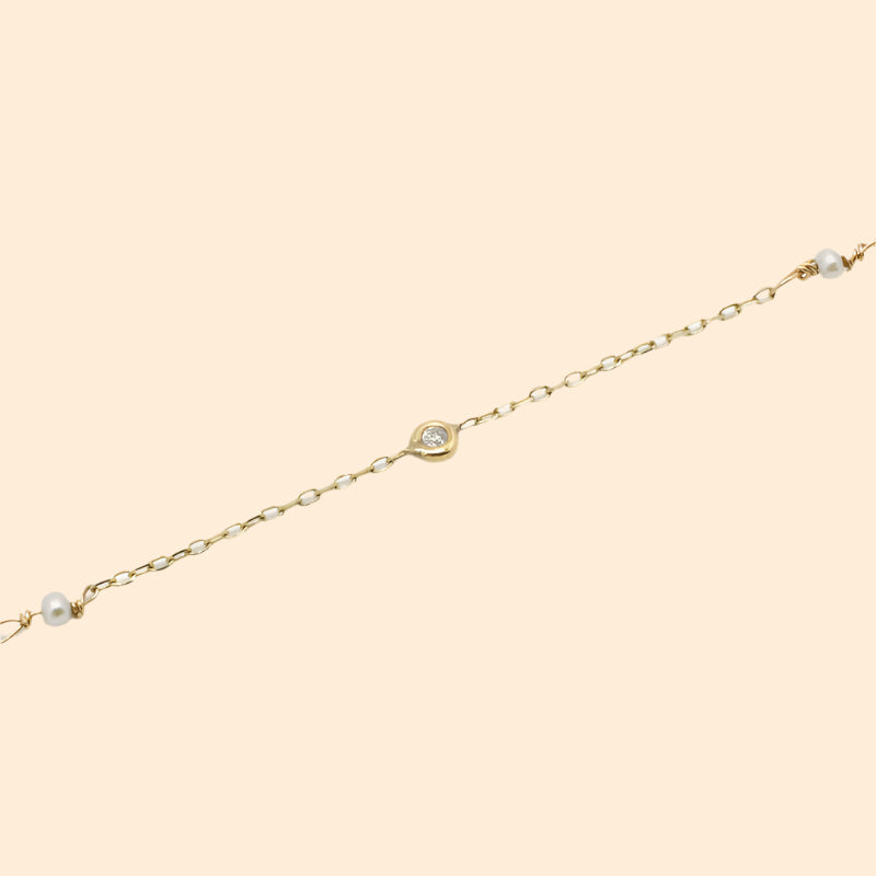 GJENMI Pearl Diamond Bracelet