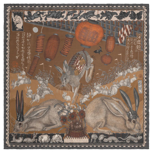 SABINA SAVAGE The Floating Rabbits Silk Scarf