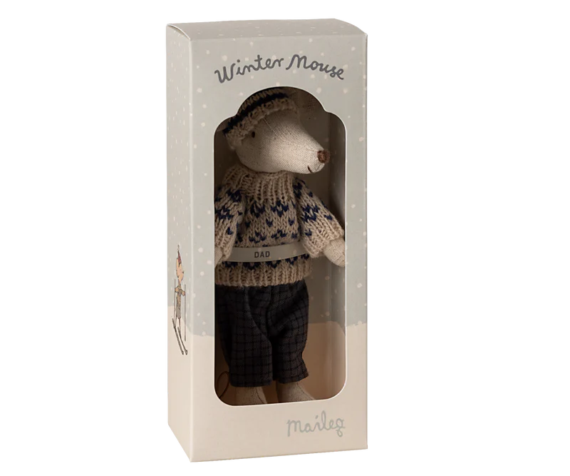 MAILEG Winter Mouse Dad with Ski Set