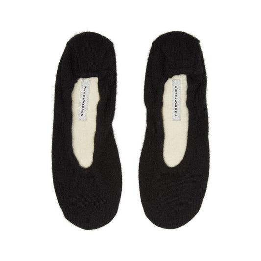 WHITE & WARREN Black Cashmere Ballet Slipper