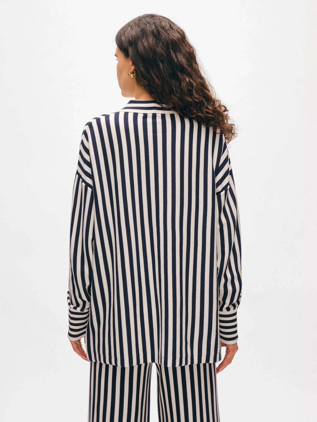 WHITE & WARREN Superfine Organic Cotton Striped Shirt