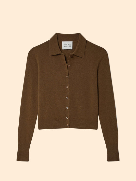 WHITE & WARREN Cashmere Collared Cardigan