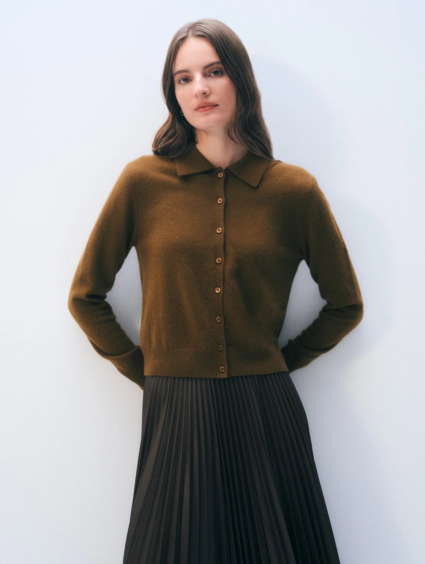 WHITE & WARREN Cashmere Collared Cardigan