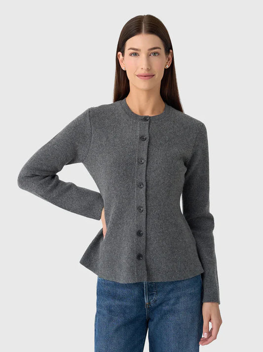 WHITE & WARREN Cashmere Blend Peplum Cardigan