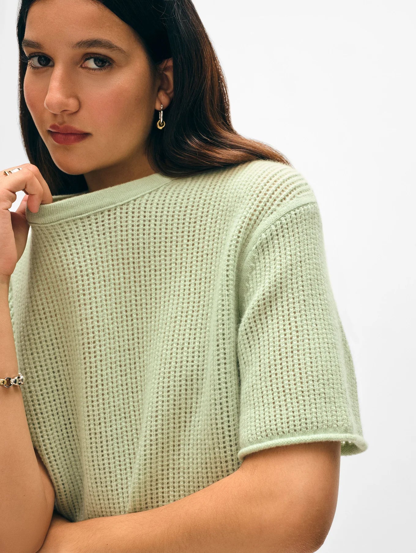 WHITE & WARREN Waffle Mesh Tee