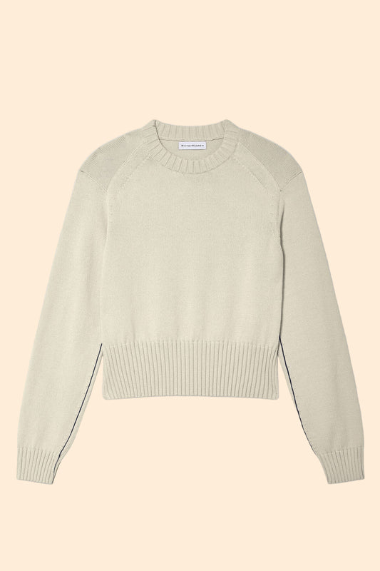 WHITE & WARREN Soft Cotton Rib Trim Sweatshirt