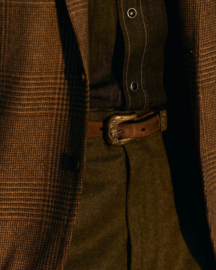 UNCOMMON MAN Bark Brown Suede Western Belt