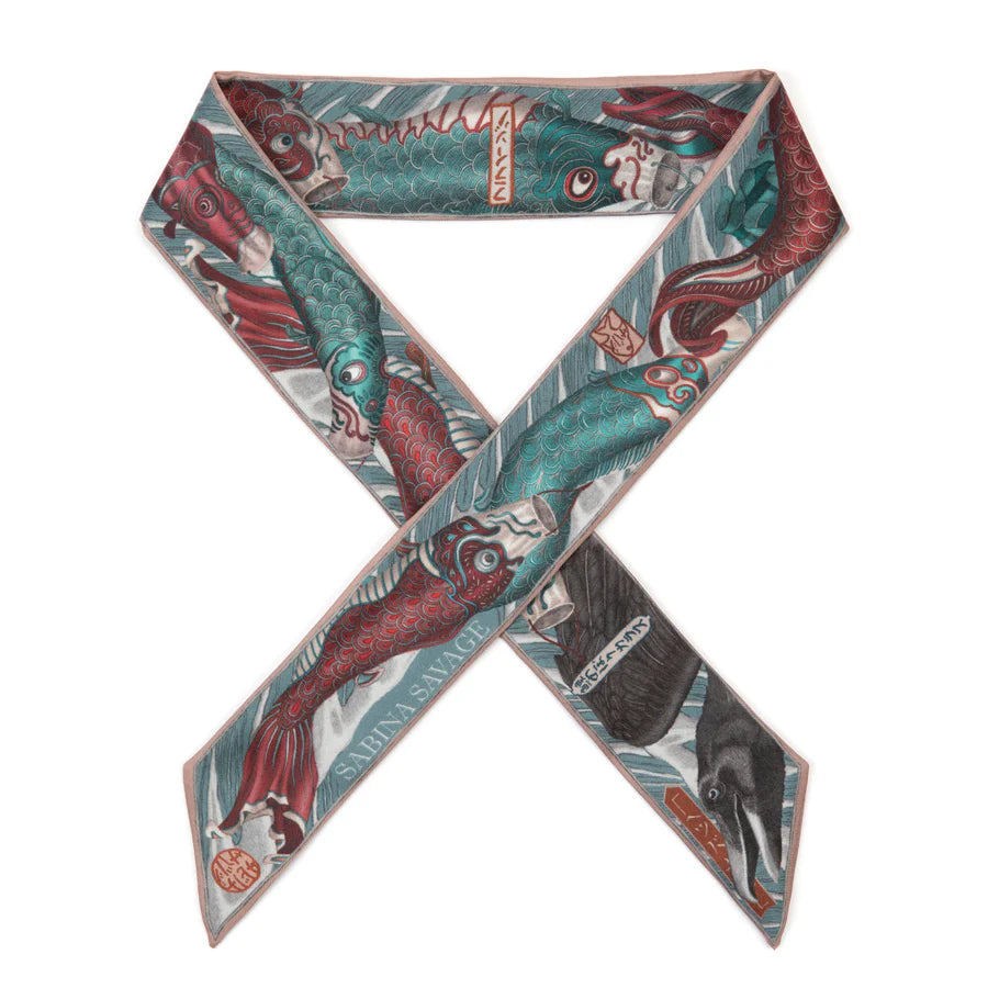 SABINA SAVAGE Koinobori Karasu Ribbon Scarf