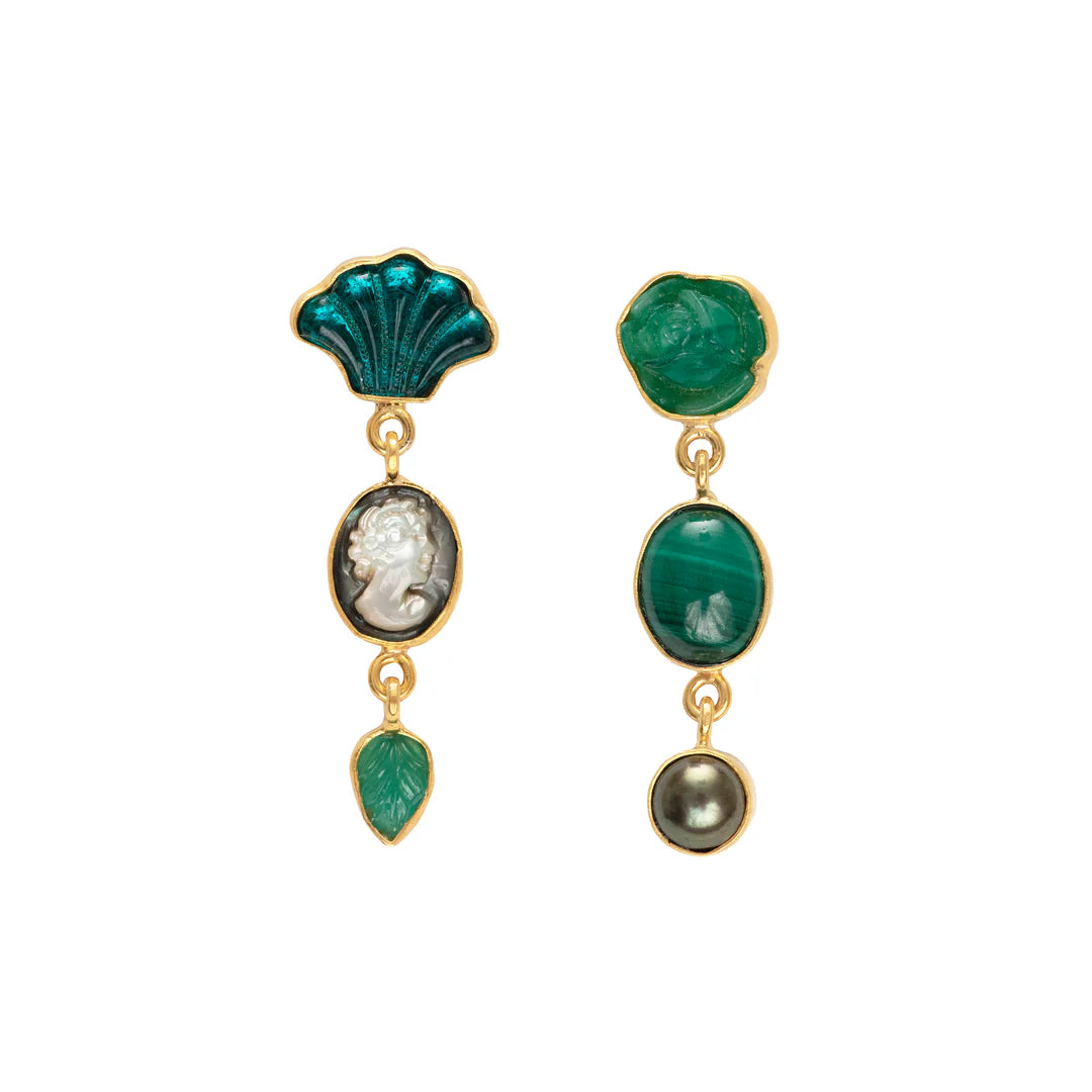 GRAINNE MORTON Three Charm Moving Drop Earrings