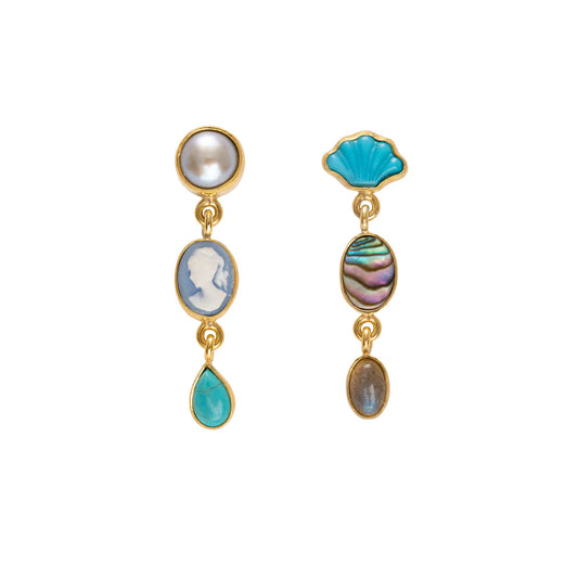 GRAINNE MORTON Turquoise Three Charm Moving Drop Earrings