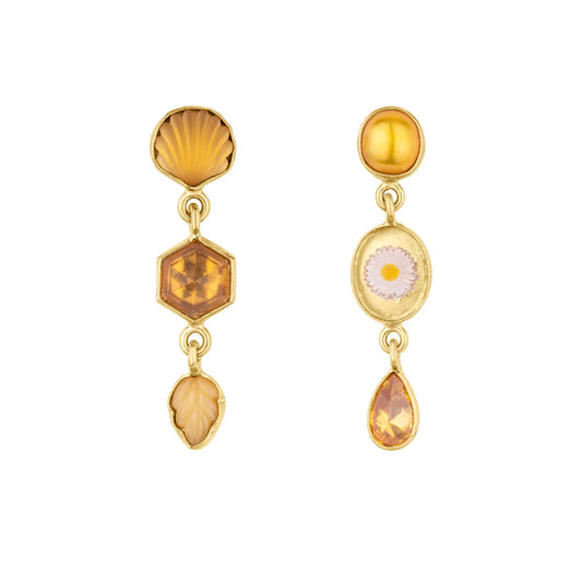 GRAINNE MORTON Daisy Three Charm Moving Drop Earrings
