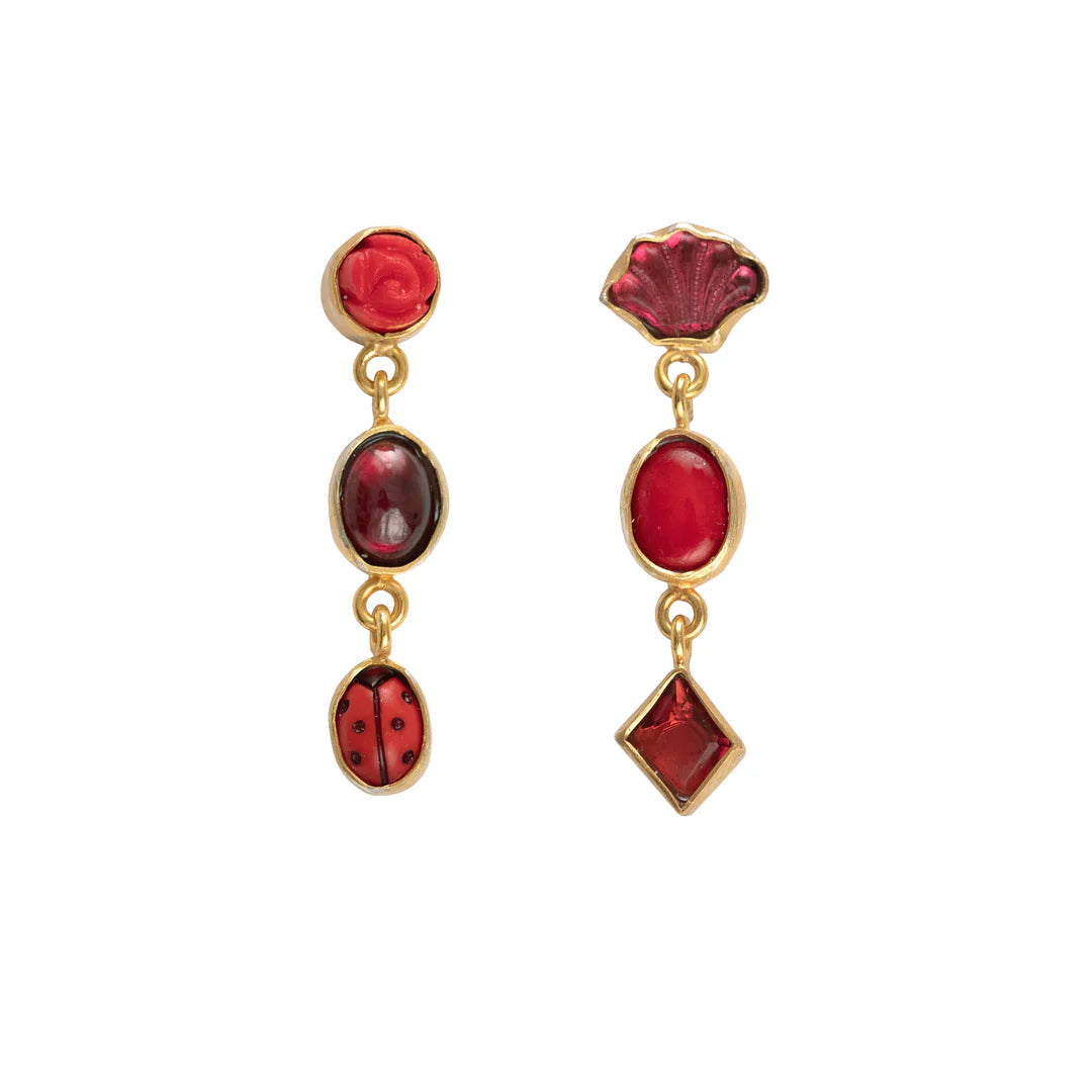 GRAINNE MORTON Three Charm Moving Drop Earrings