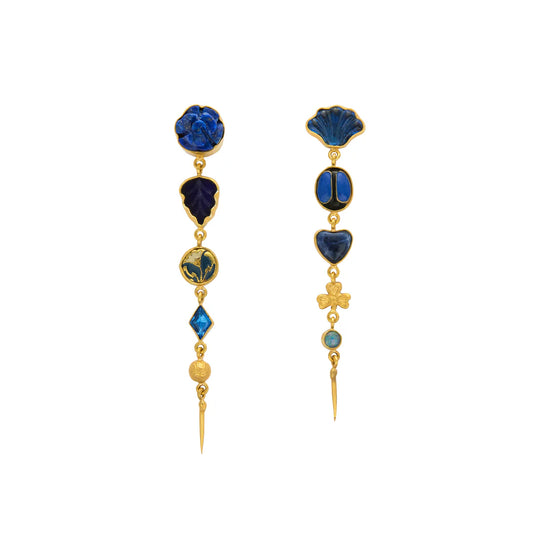 GRAINNE MORTON Lapis Five Charm Victorian Drop Earrings