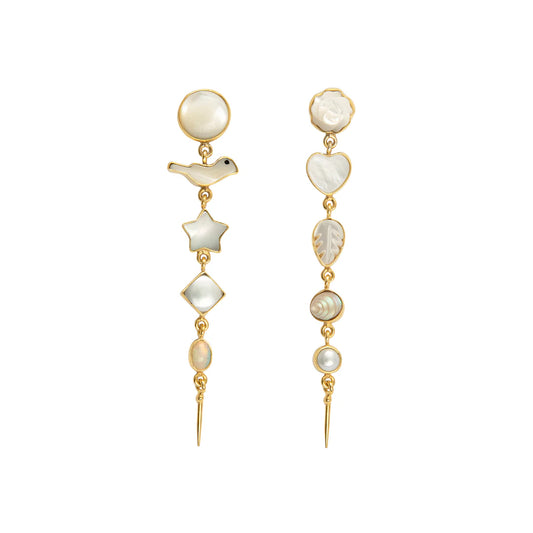 GRAINNE MORTON Opal Five Charm Victorian Drop Earrings