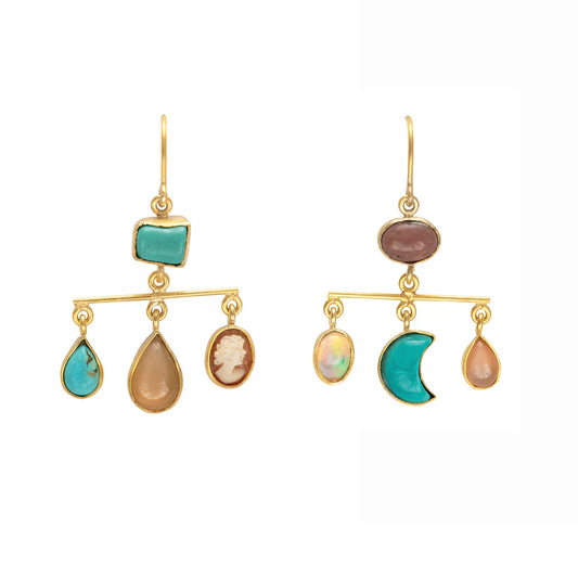 GRAINNE MORTON Turquoise Cameo Balance Drop Earrings
