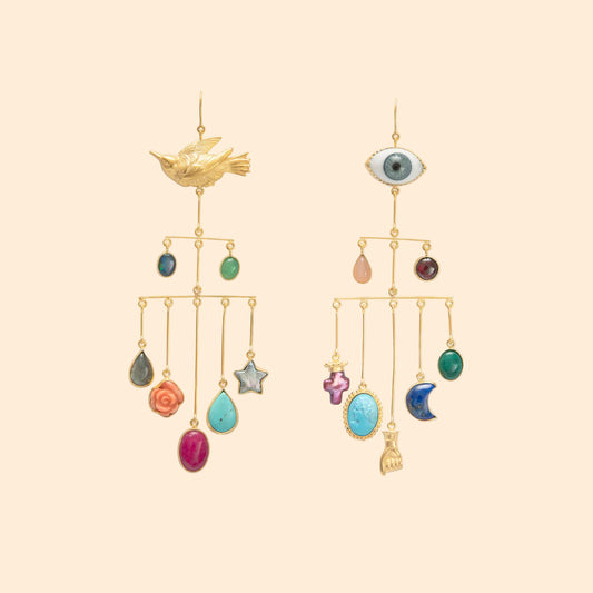 GRAINNE MORTON Eye Peeper and Bird Drop Earrings