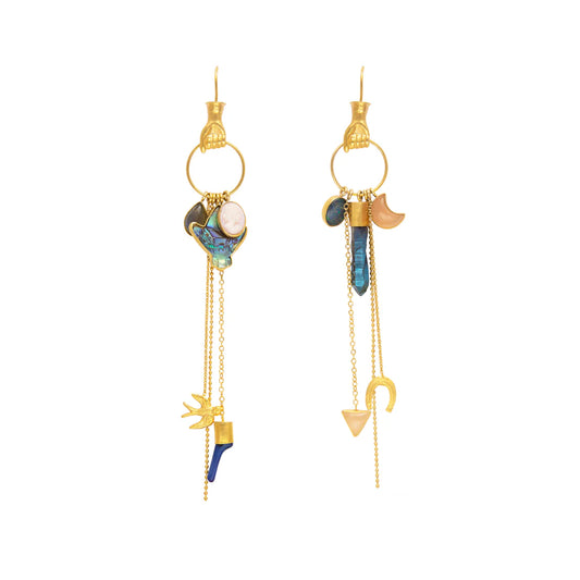 GRAINNE MORTON Hand Multi Charm Drop Earrings
