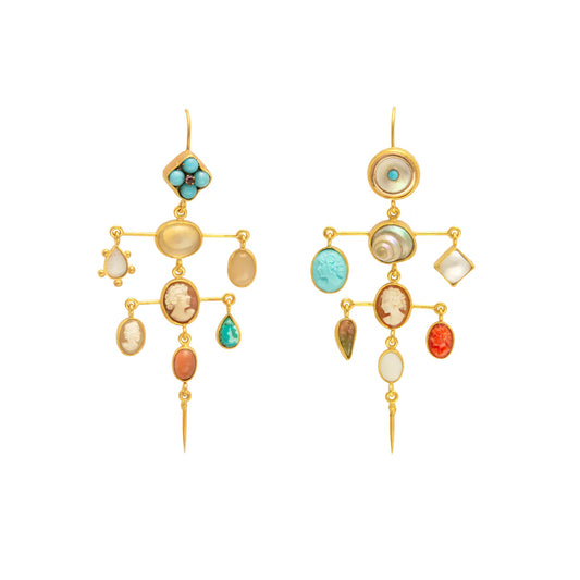 GRAINNE MORTON Turquoise Layered with Victorian Drop Earrings