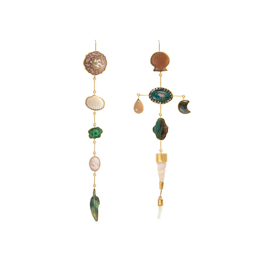 GRAINNE MORTON Mismatched Cross Drop XL Earrings