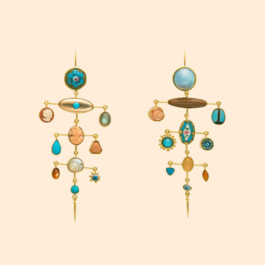 GRAINNE MORTON Turquoise Multilayer Balance Victorian Drop Earrings