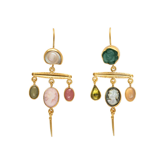 GRAINNE MORTON Cameo Victorian Pin Drop Earrings