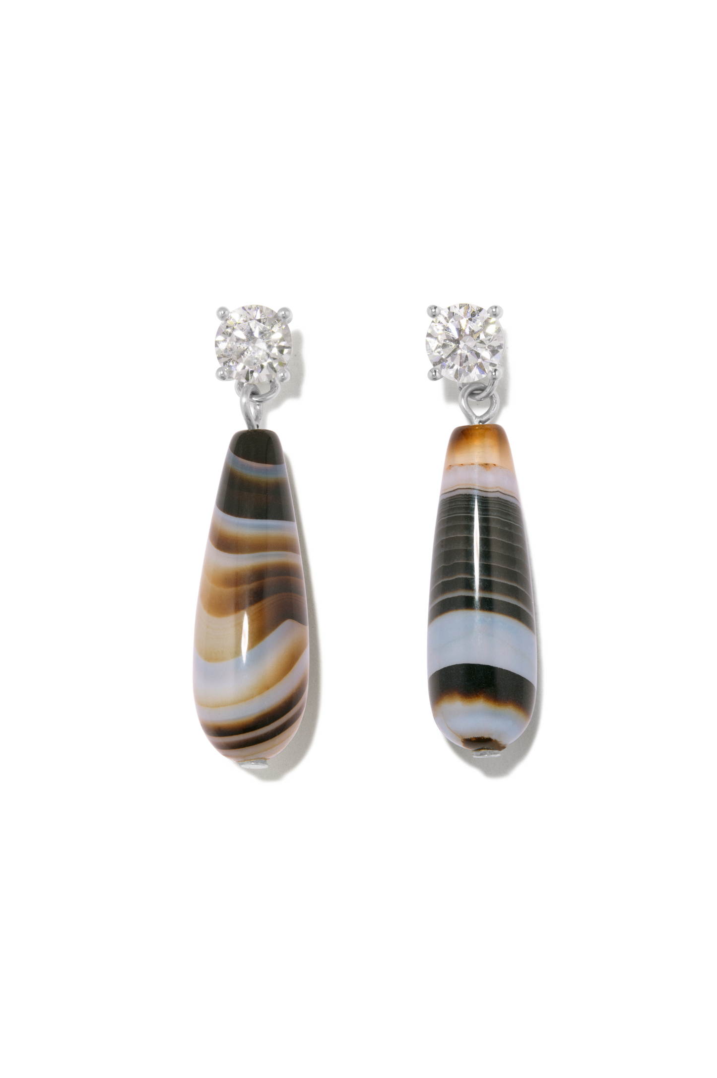 COMPLETEDWORKS Earrings With Banded Agate and CZ
