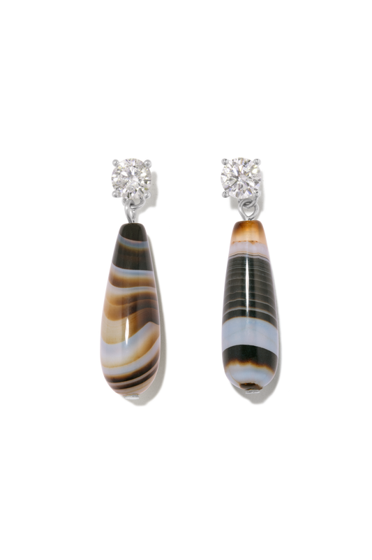 COMPLETEDWORKS Earrings With Banded Agate and CZ