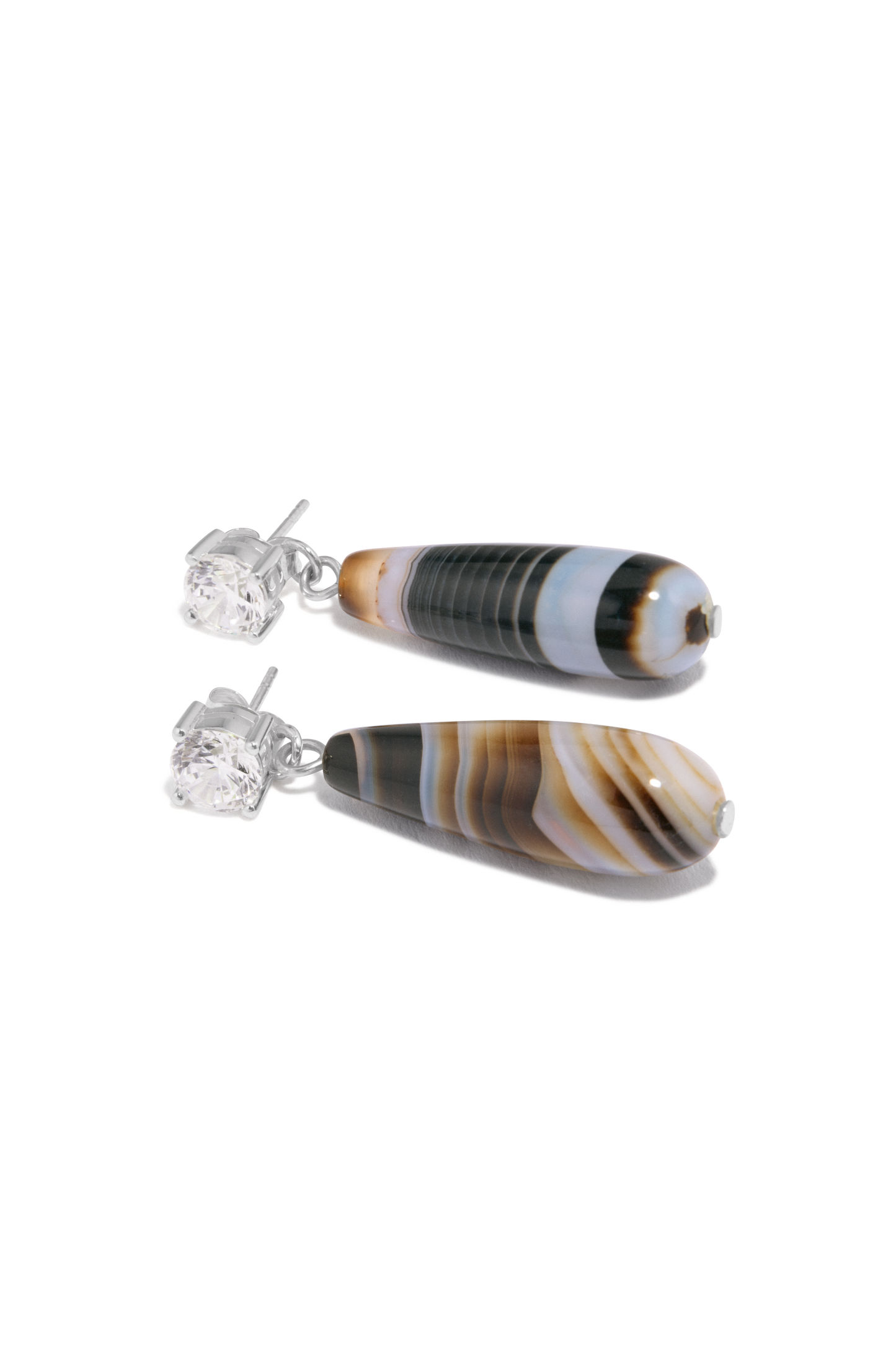 COMPLETEDWORKS Earrings With Banded Agate and CZ