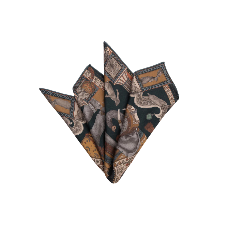 SABINA SAVAGE The Rabbits and The Elephant Small Silk Scarf