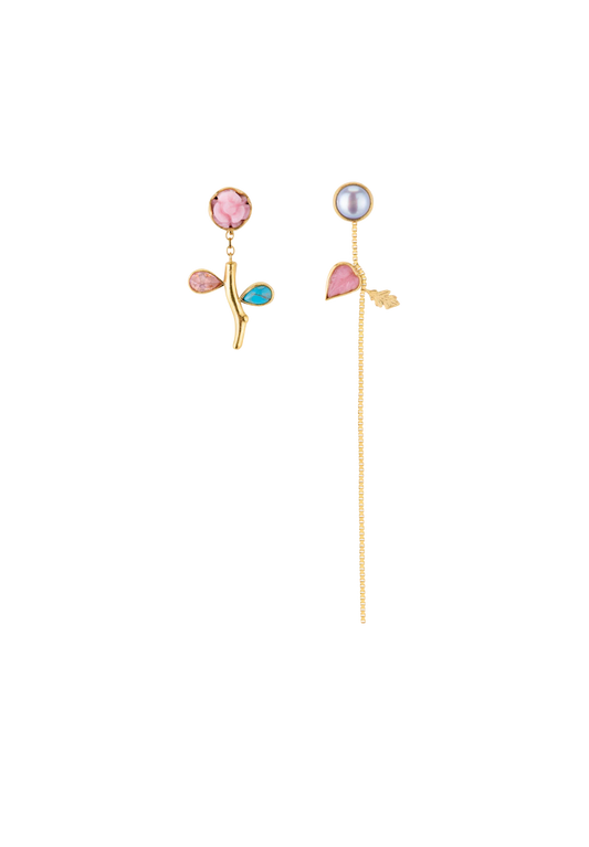 GRAINNE MORTON Flower Stem & Chain Drop Detachable Earrings